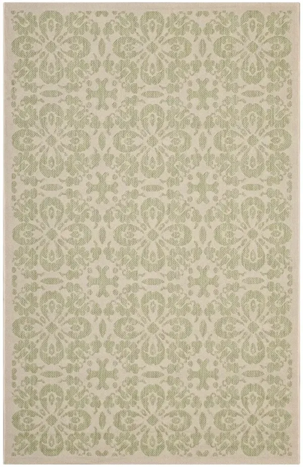 Ariana Vintage Floral Trellis Indoor and Outdoor Area Rug by Modway Light Green and Beige / 5x8