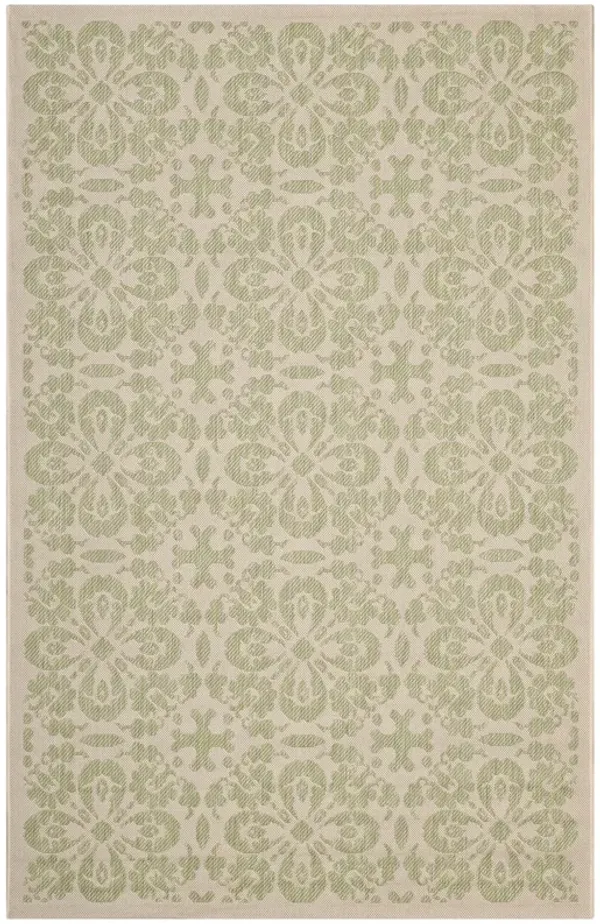 Ariana Vintage Floral Trellis Indoor and Outdoor Area Rug by Modway Light Green and Beige / 9x12