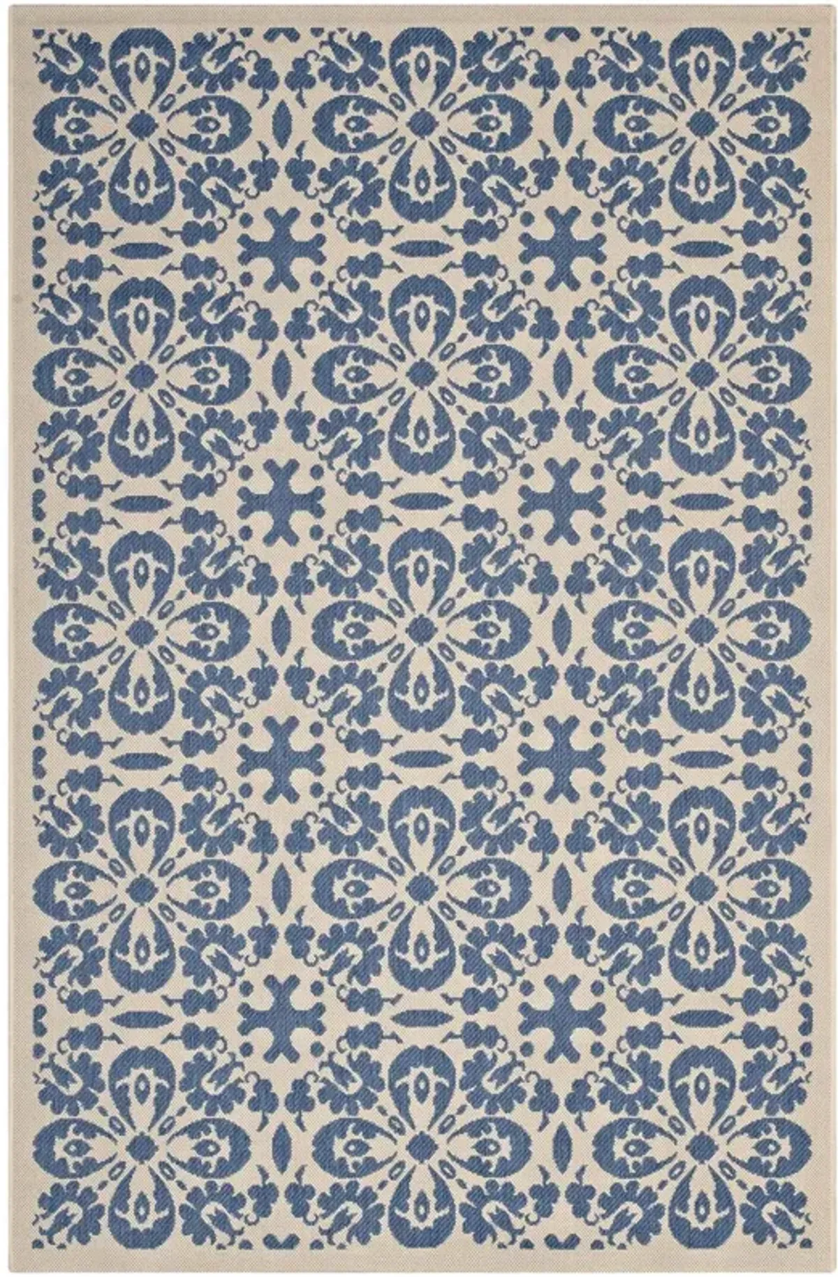 Ariana Vintage Floral Trellis Indoor and Outdoor Area Rug by Modway Blue and Beige / 5x8