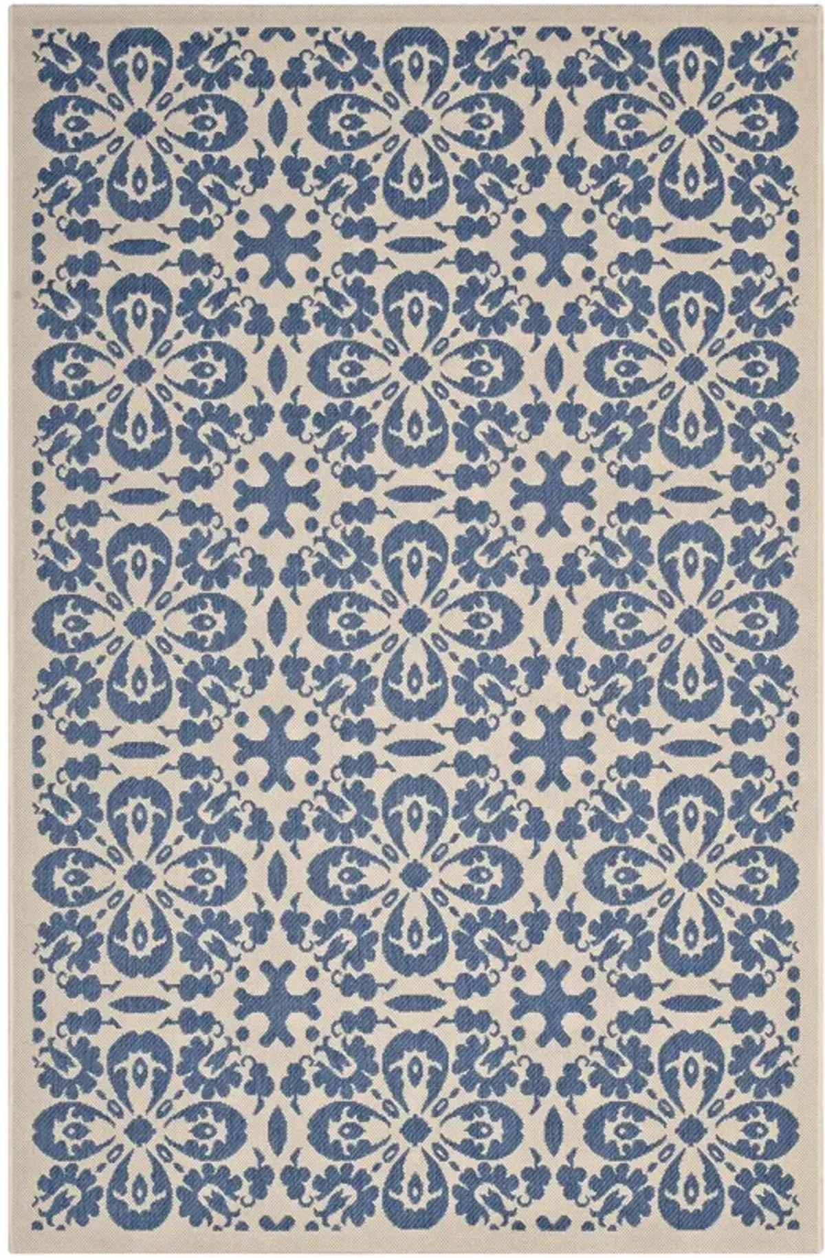 Ariana Vintage Floral Trellis Indoor and Outdoor Area Rug by Modway Blue and Beige / 9x12