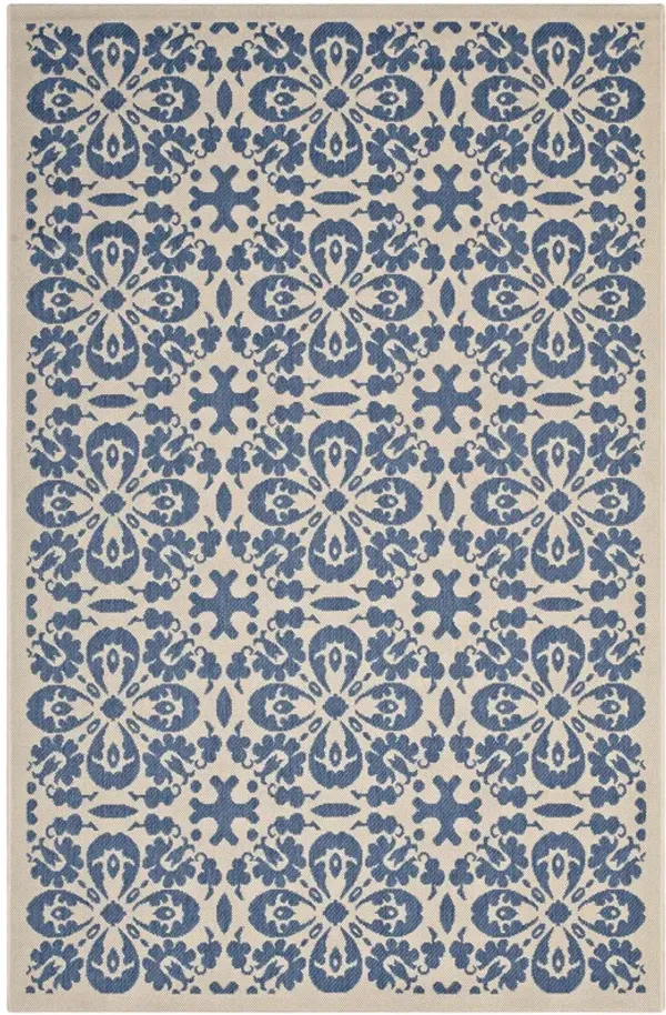 Ariana Vintage Floral Trellis Indoor and Outdoor Area Rug by Modway Blue and Beige / 9x12
