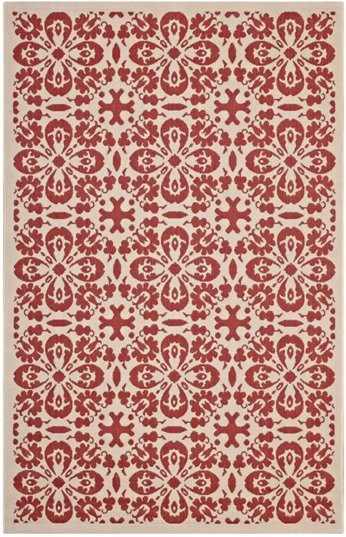 Ariana Vintage Floral Trellis Indoor and Outdoor Area Rug by Modway Red and Beige / 4x6