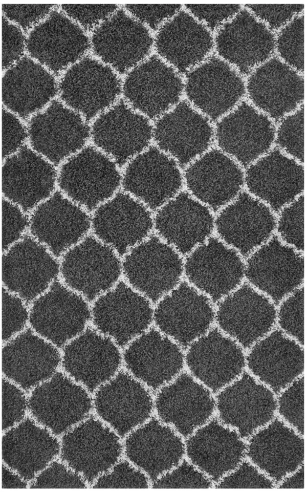 Solvea Moroccan Trellis Shag Area Rug by Modway Dark Gray and Ivory / 5x8