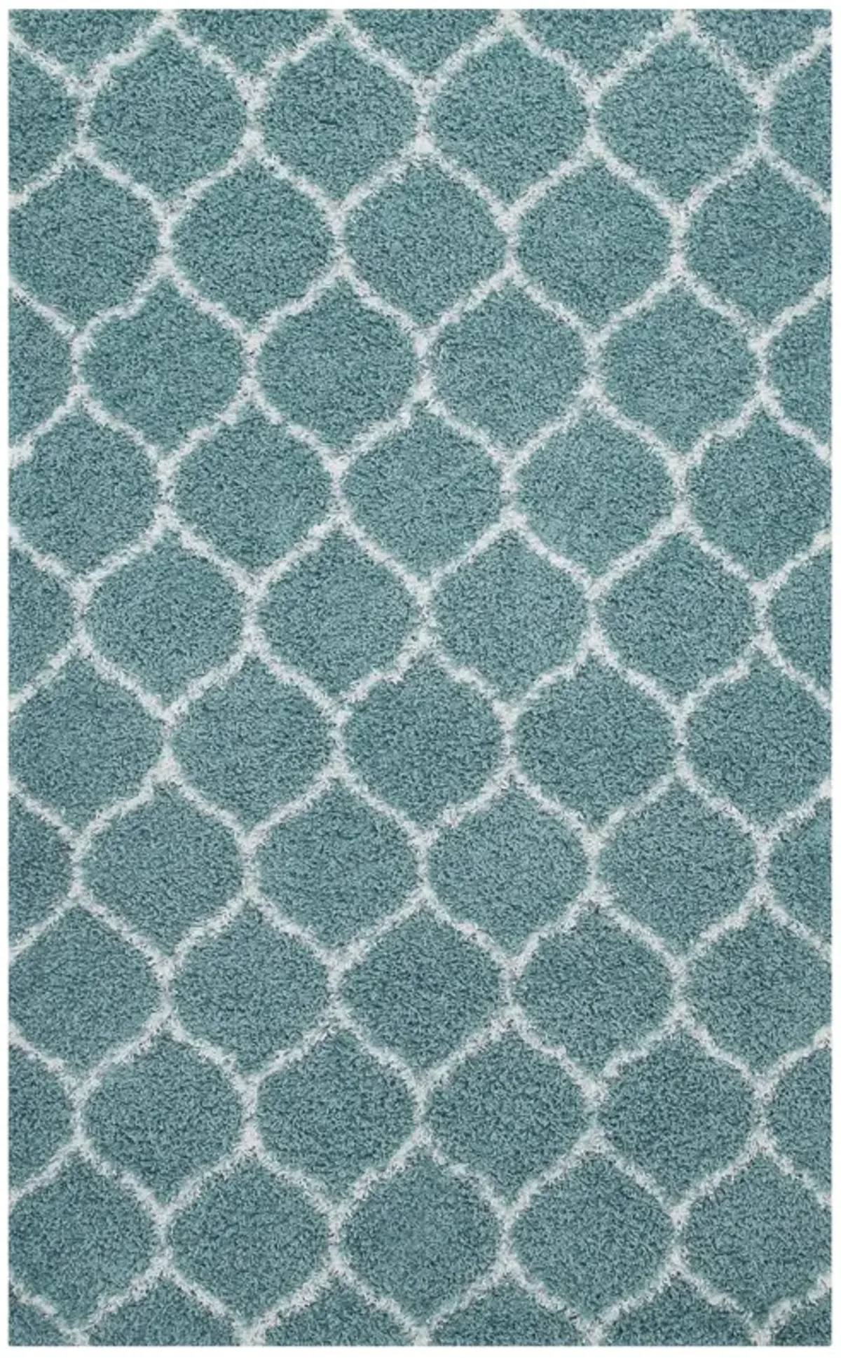 Solvea Moroccan Trellis Shag Area Rug by Modway Aqua Blue and Ivory / 8x10