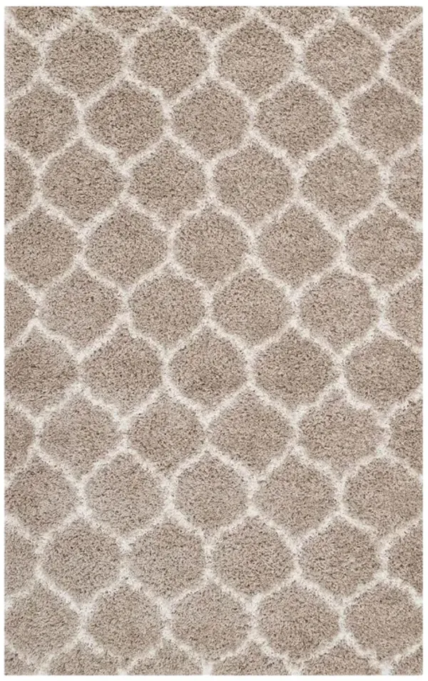 Solvea Moroccan Trellis Shag Area Rug by Modway Beige and Ivory / 5x8
