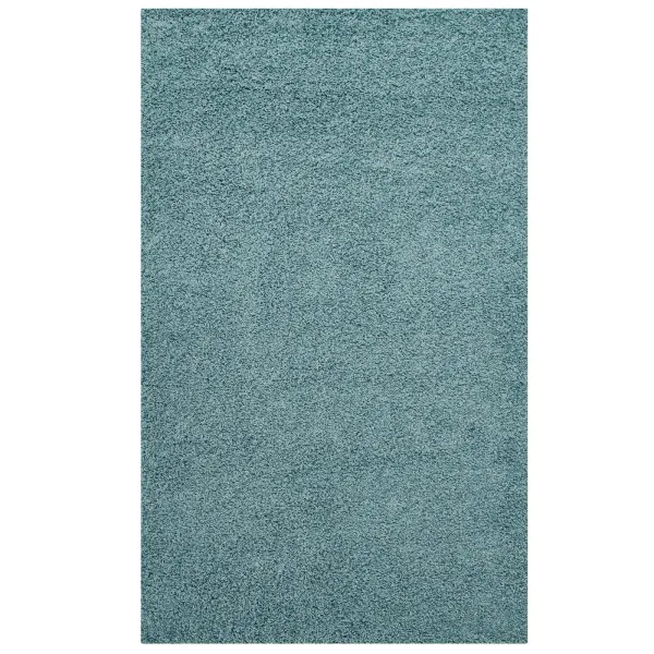 Enyssa Solid Shag Area Rug by Modway Aqua Blue and Ivory / 5x8