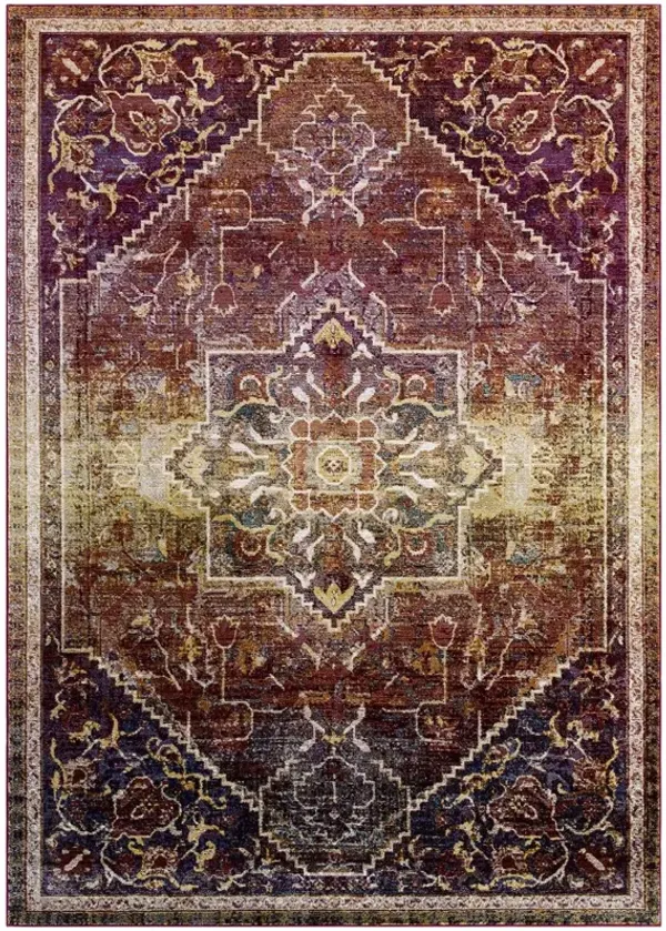 Success Kaede Transitional Distressed Vintage Floral Vintage Medallion Area Rug by Modway Multicolored / 4x6