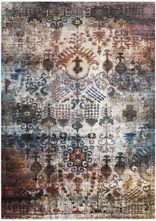 Success Tahira Transitional Distressed Vintage Floral Moroccan Trellis Area Rug by Modway Multicolored / 4x6