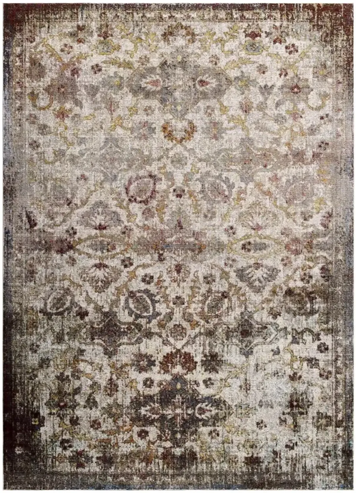 Success Kaede Distressed Vintage Floral Moroccan Trellis Area Rug by Modway Multicolored / 5x8
