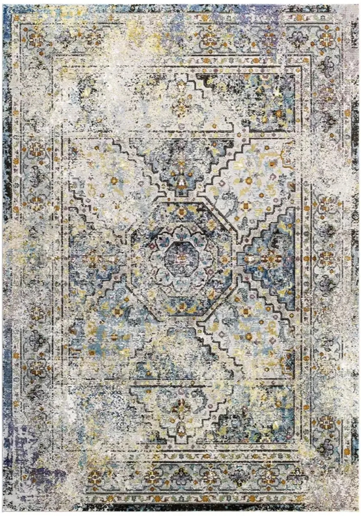 Success Jacinda Distressed Vintage Floral Vintage Medallion Area Rug by Modway Multicolored / 4x6