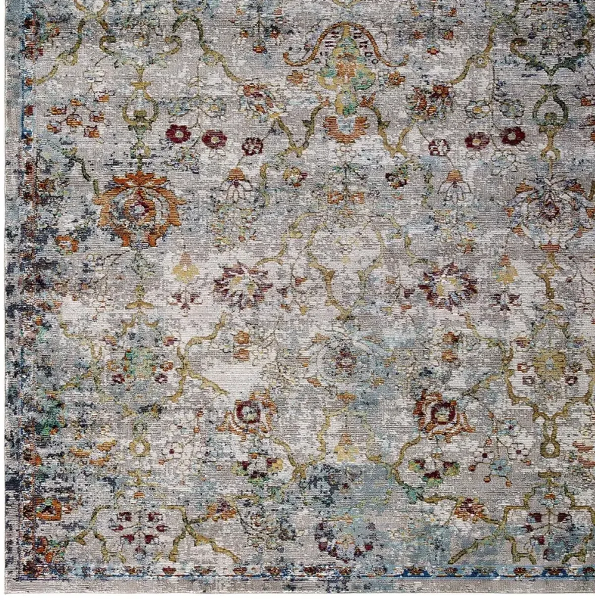 Success Manuka Distressed Vintage Floral Lattice Area Rug by Modway