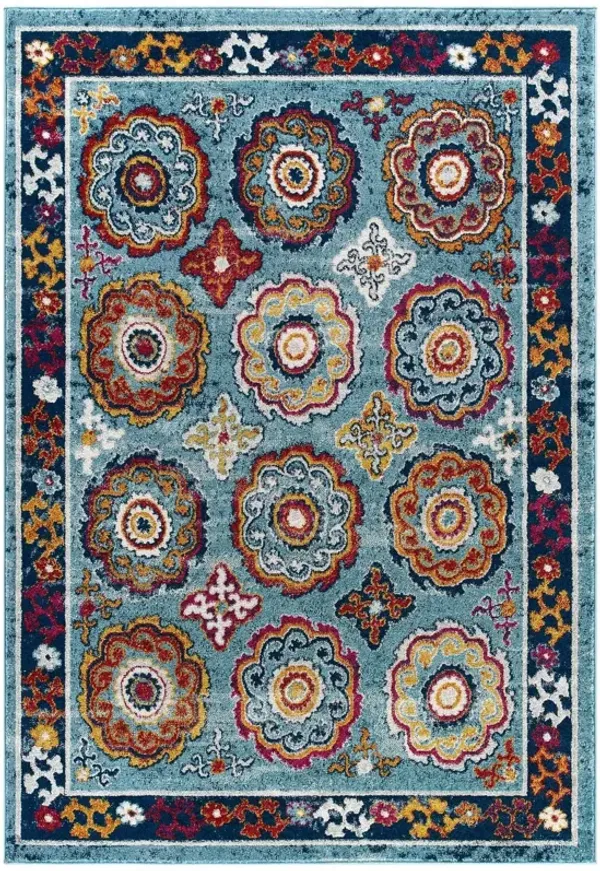 Entourage Odile Distressed Floral Moroccan Trellis Area Rug by Modway 5x8 / Blue Red Orange Yellow