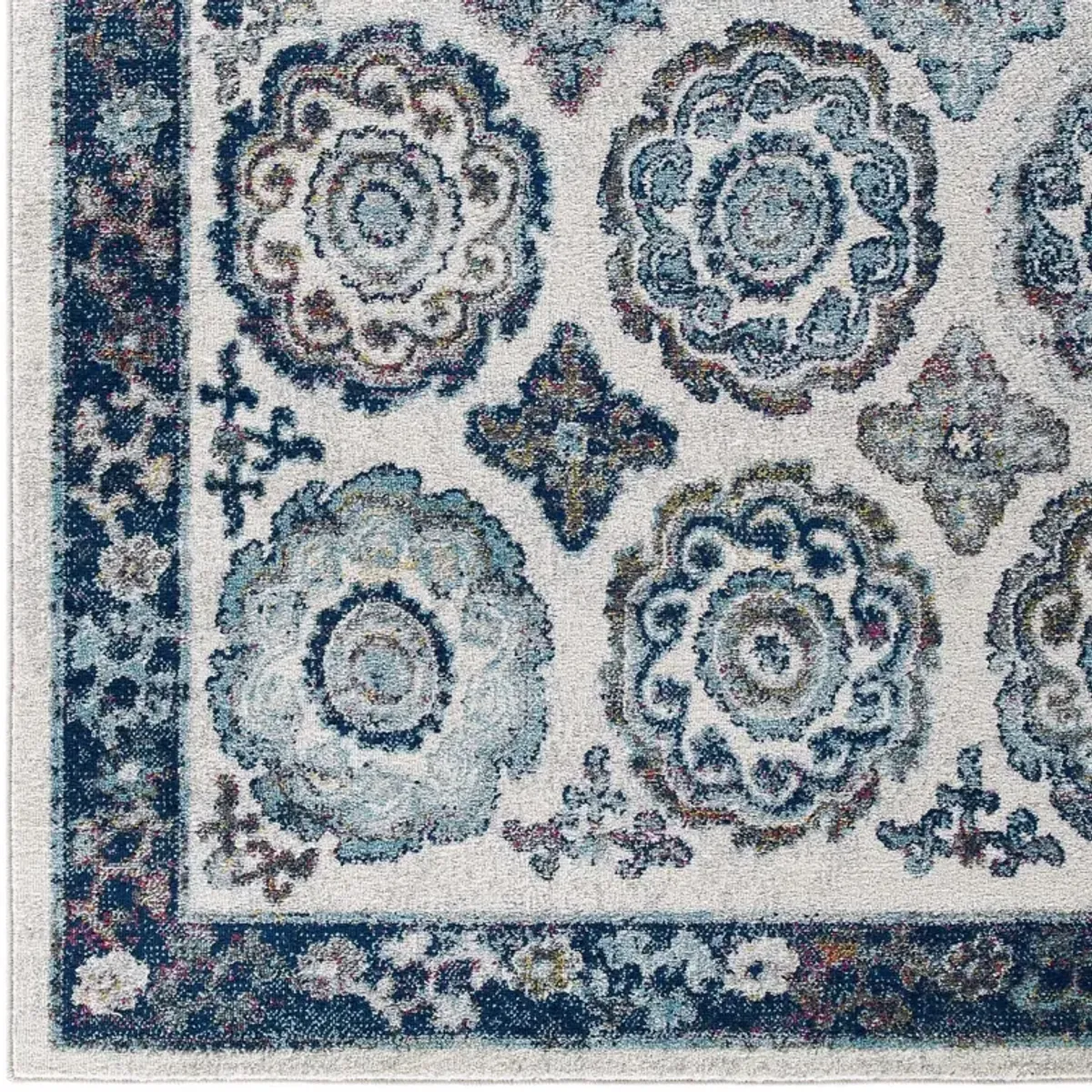 Entourage Odile Distressed Floral Moroccan Trellis Area Rug by Modway
