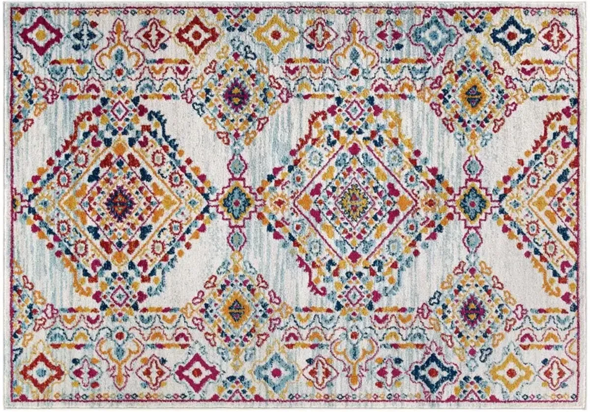 Entourage Khalida Distressed Floral Lattice Area Rug by Modway