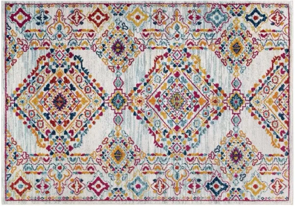 Entourage Khalida Distressed Floral Lattice Area Rug by Modway 8x10 / Ivory Blue Orange Yellow Red