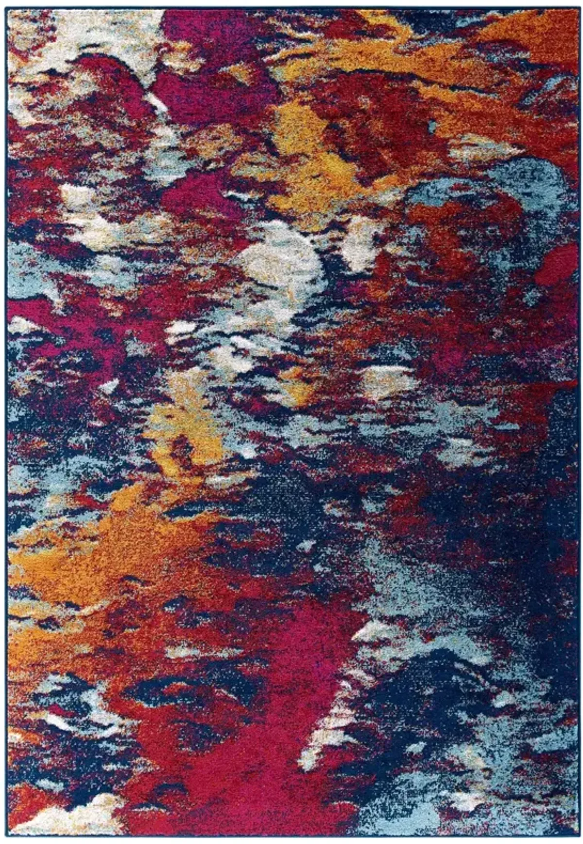 Entourage Foliage Contemporary Modern Abstract Area Rug by Modway 5x8 / Blue Orange Yellow Red