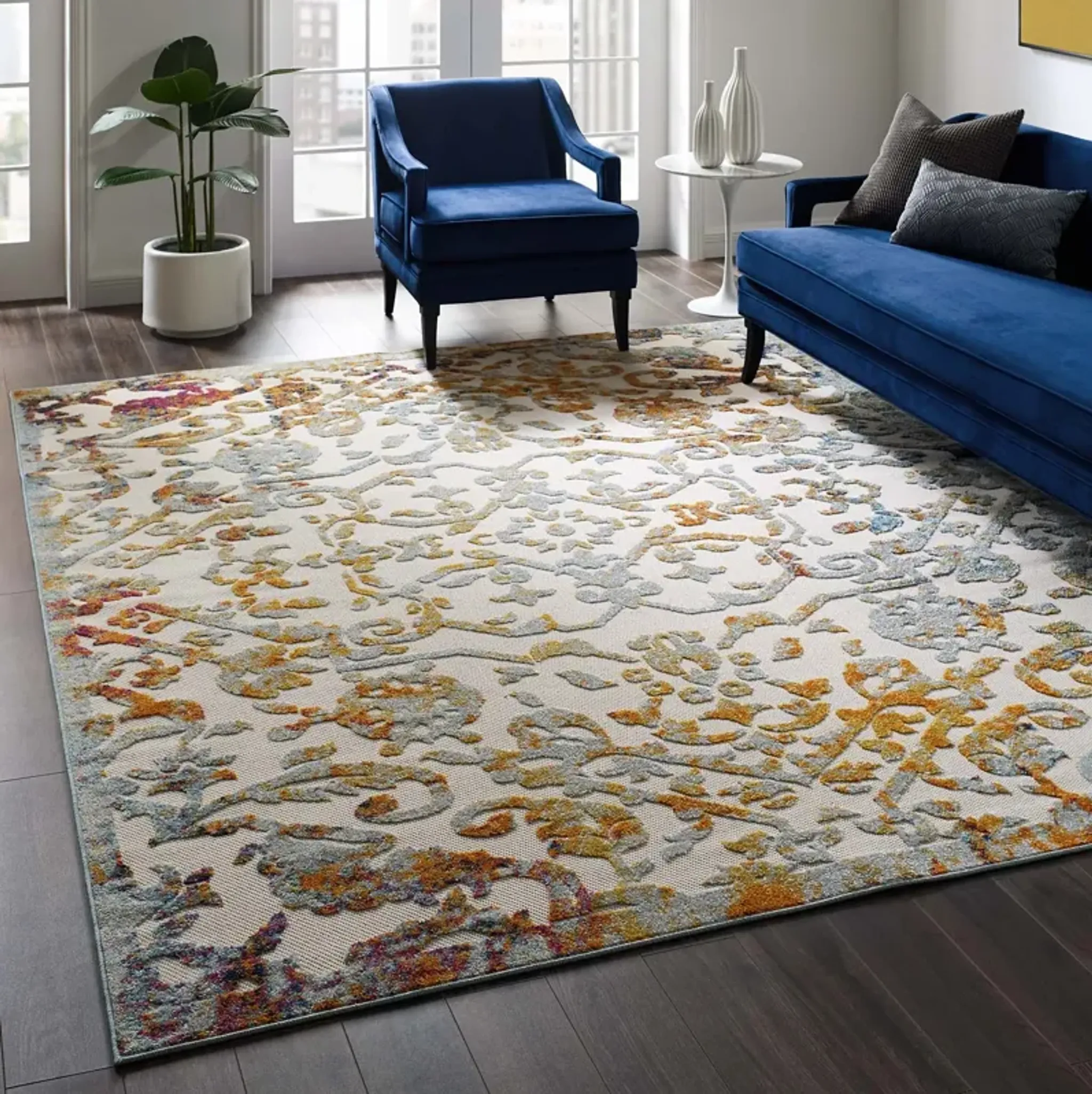 Reflect Primrose Ornate Floral Lattice Indoor Outdoor Area Rug By ...