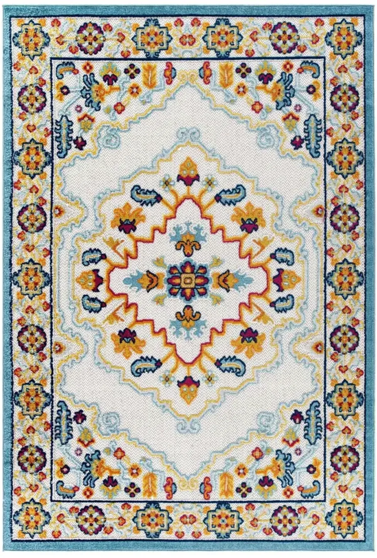 Reflect Ansel Distressed Floral Vintage Medallion Indoor and Outdoor Area Rug by Modway Multicolored / 5x8