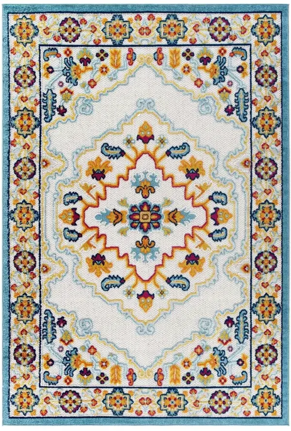 Reflect Ansel Distressed Floral Vintage Medallion Indoor and Outdoor Area Rug by Modway Multicolored / 8x10
