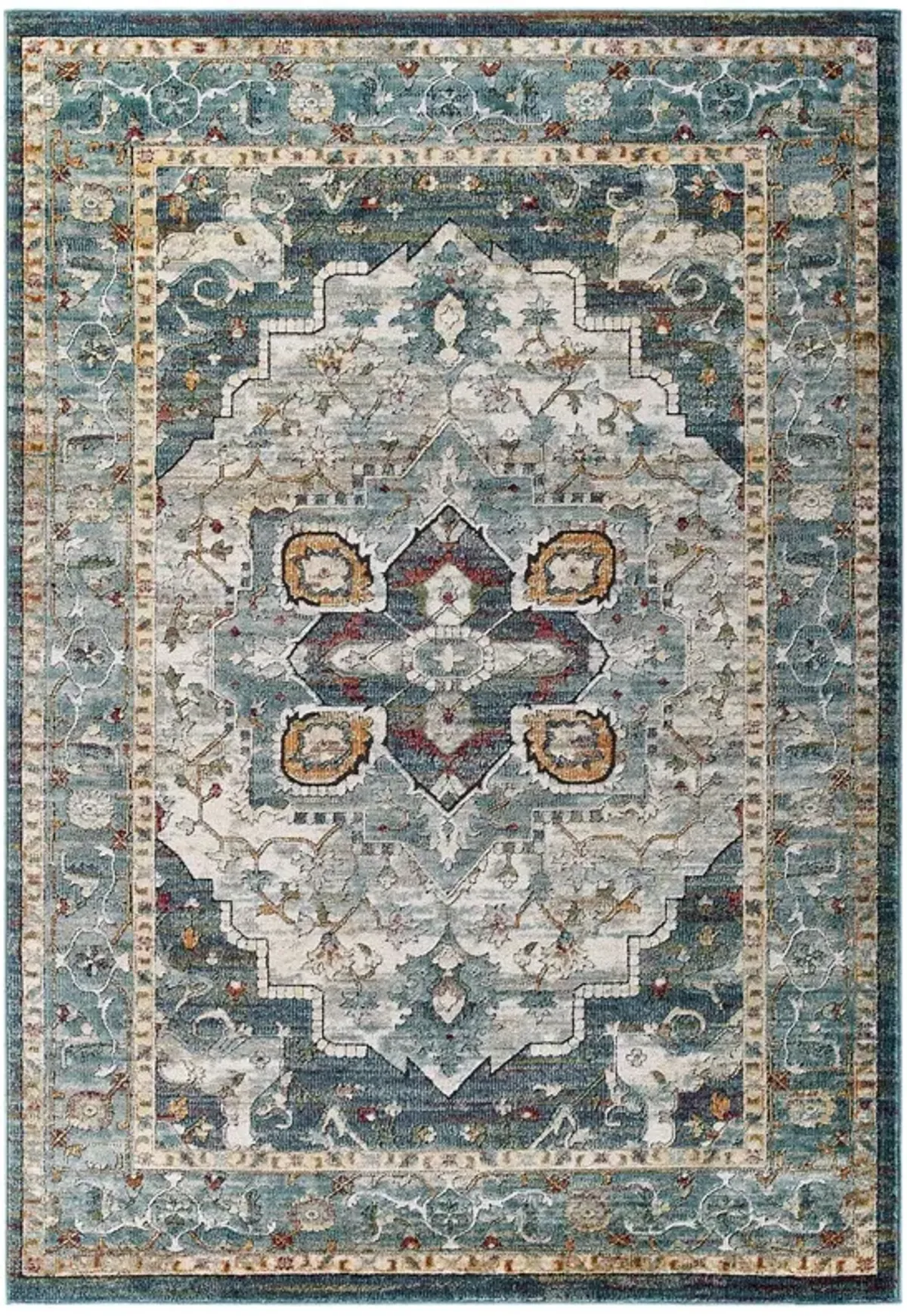 Tribute Diantha Distressed Vintage Floral Vintage Medallion Area Rug by Modway Multicolor / 5x8