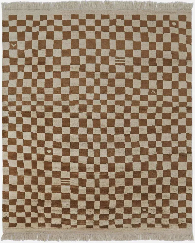 Irregular Checkerboard Hand-Knotted Wool Rug by Sarah Sherman Samuel