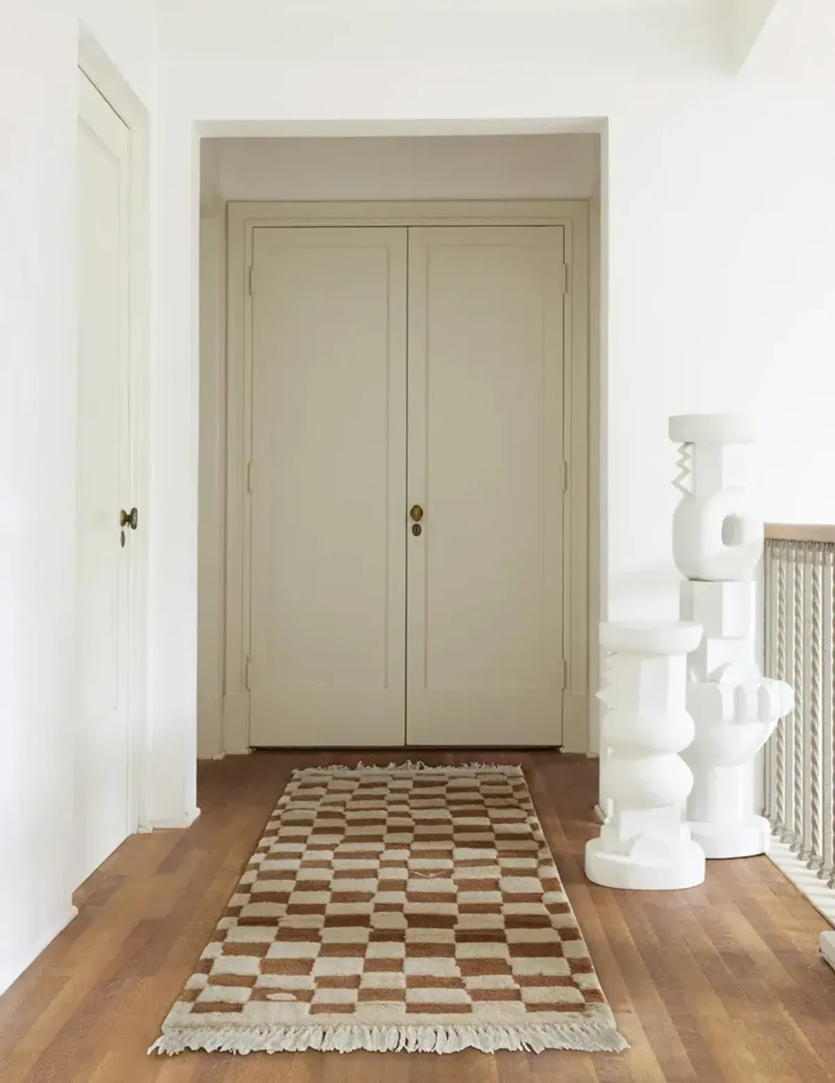 Irregular Checkerboard Hand-Knotted Wool Rug by Sarah Sherman Samuel