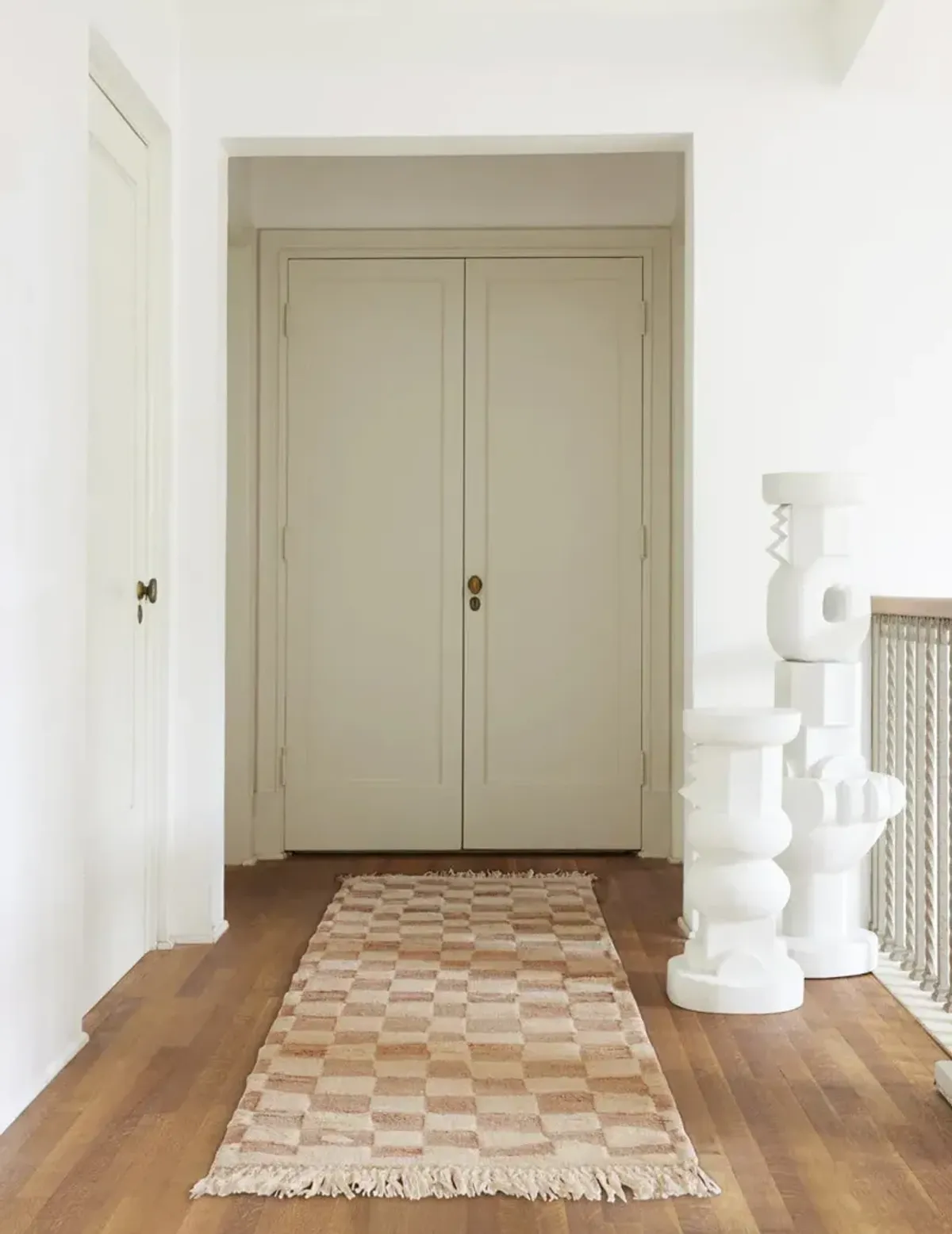 Irregular Checkerboard Hand-Knotted Wool Rug by Sarah Sherman Samuel