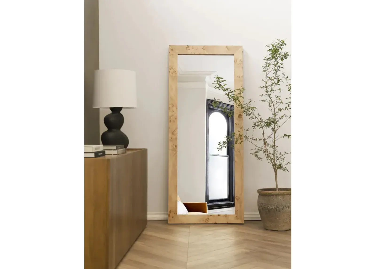 Bree Burl Wood Floor Mirror