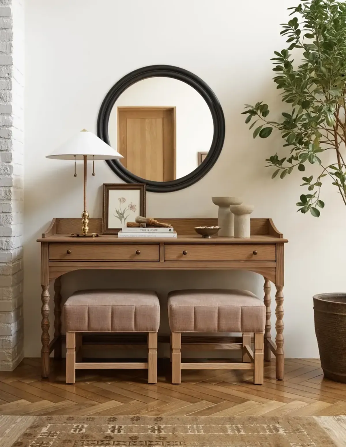 Bourdon Double-Framed Round Mirror