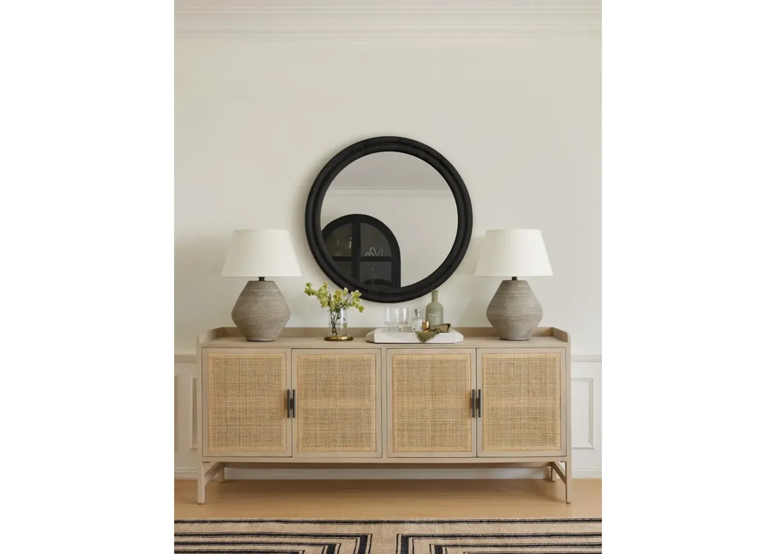 Bourdon Double-Framed Round Mirror