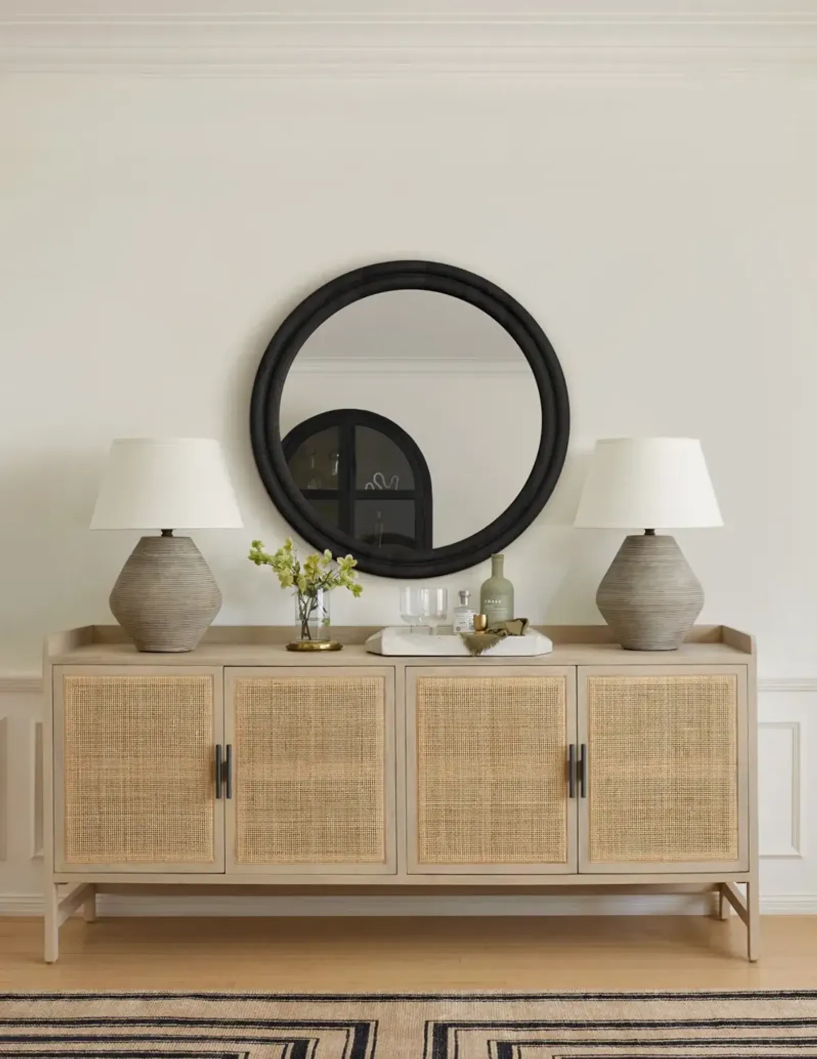 Bourdon Double-Framed Round Mirror