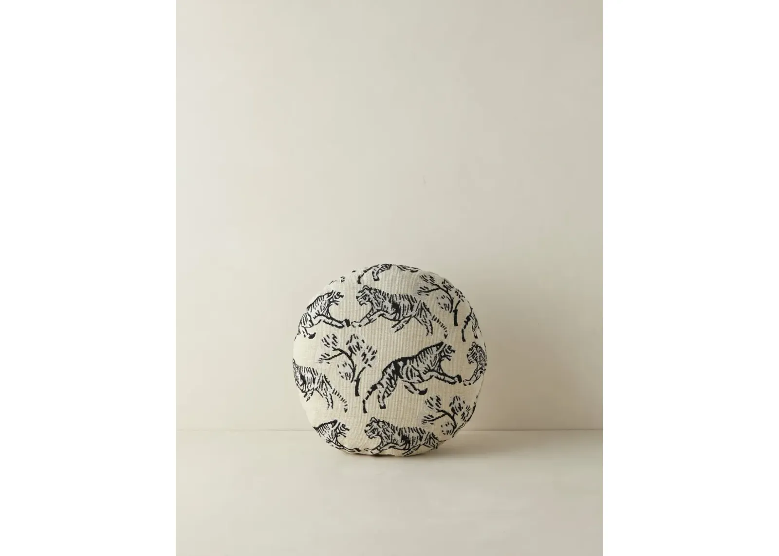 Tiger Jacquard Round Pillow by Sarah Sherman Samuel