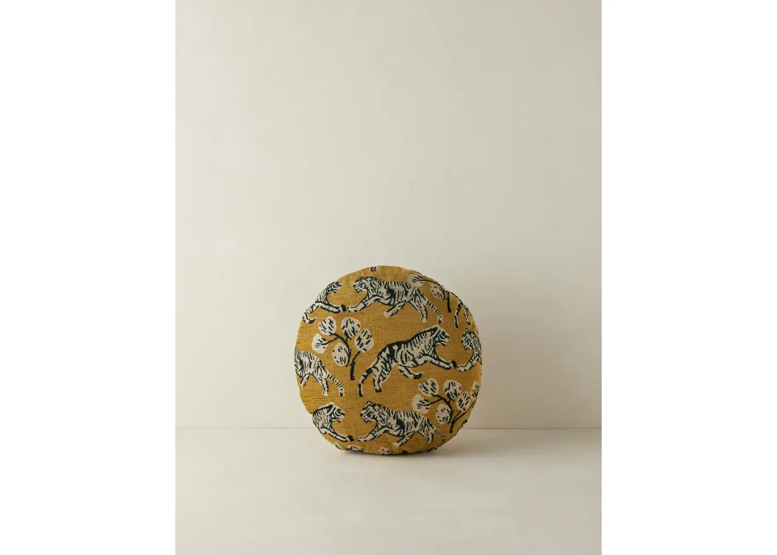 Tiger Jacquard Round Pillow by Sarah Sherman Samuel