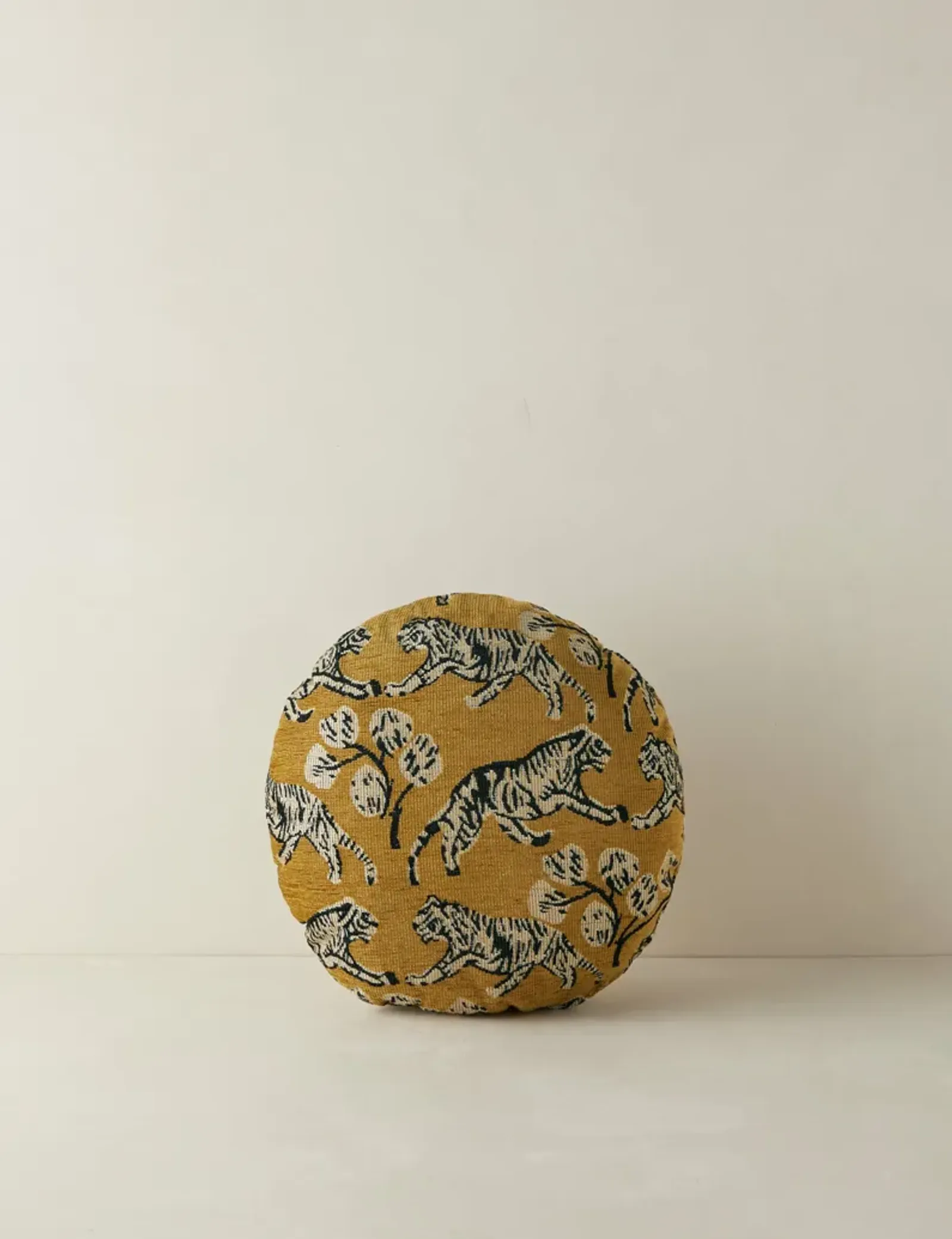 Tiger Jacquard Round Pillow by Sarah Sherman Samuel