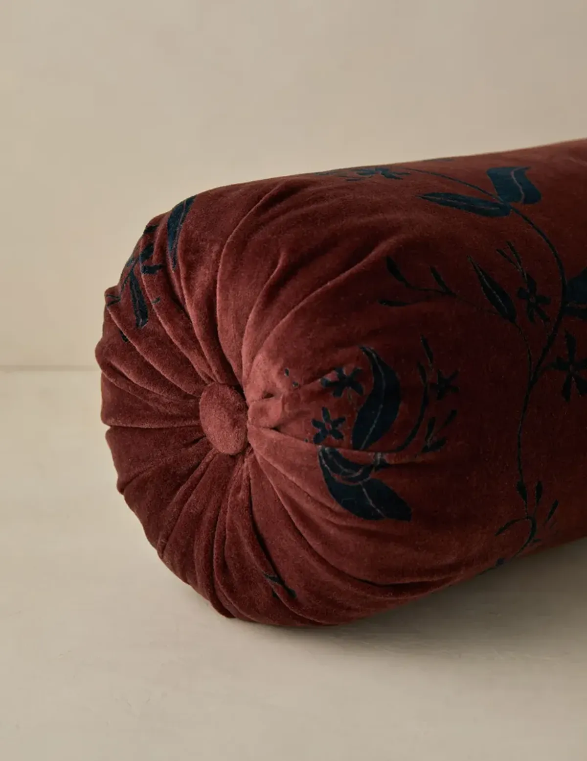 Carmine Velvet Bolster Pillow