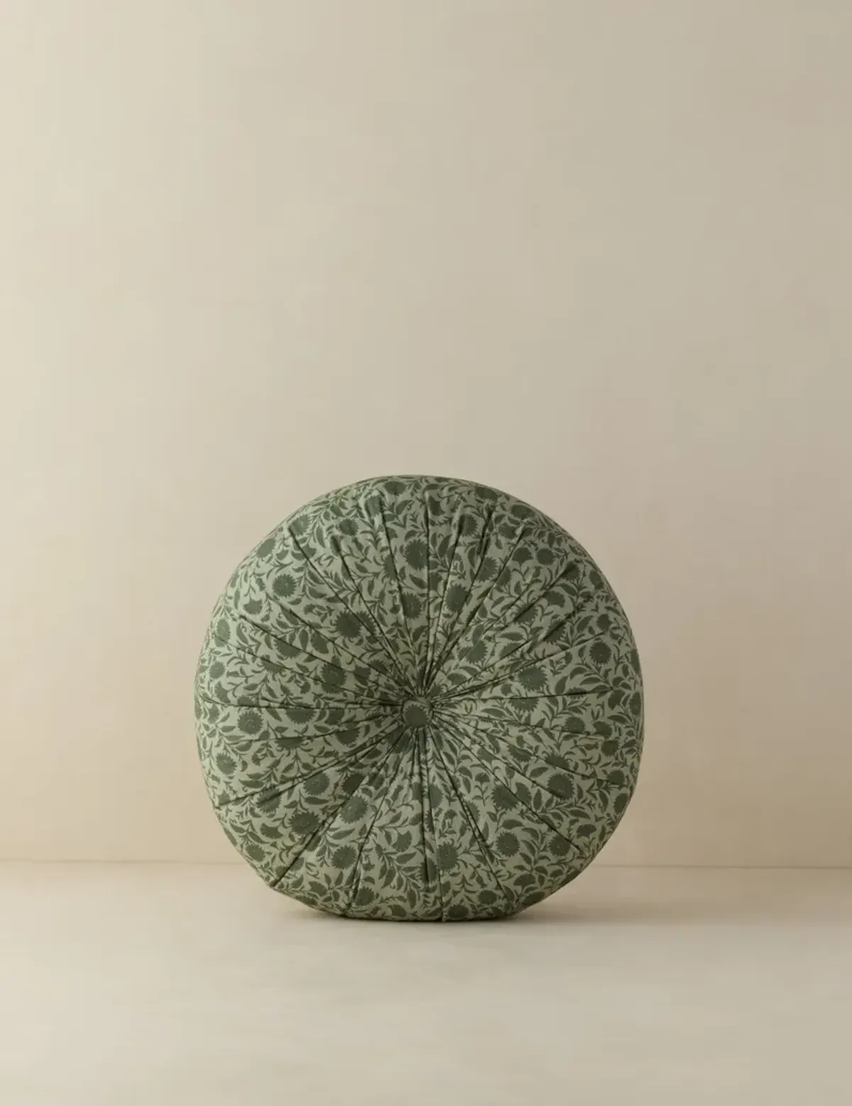 Fransen Linen Cotton Tufted Round Pillow