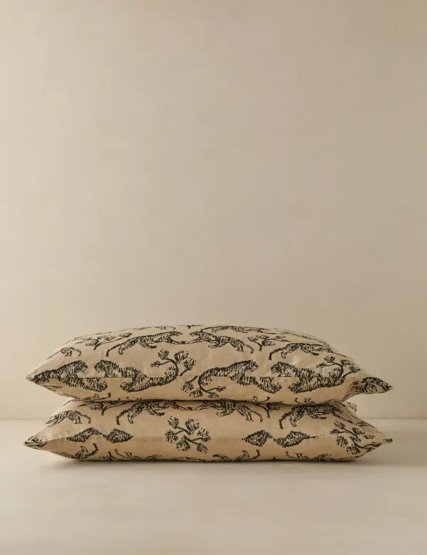 Tiger Hemp Pillowcase (Set of 2) by Sarah Sherman Samuel