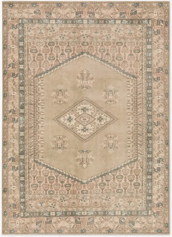 Vintage Turkish Hand-Knotted Wool Rug No. 419, 6'6" x 8'10"