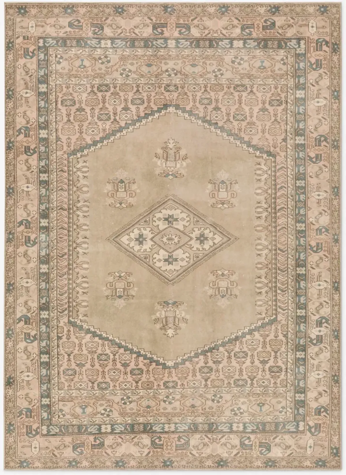 Vintage Turkish Hand-Knotted Wool Rug No. 419 6'6" x 8'10"