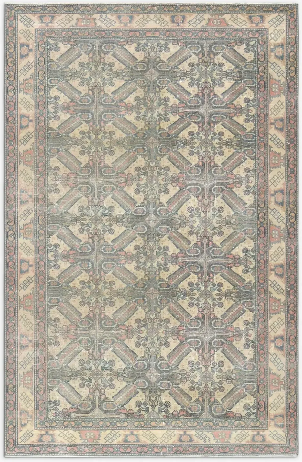 Vintage Turkish Hand-Knotted Wool Rug No. 422 4'4" x 6'6"