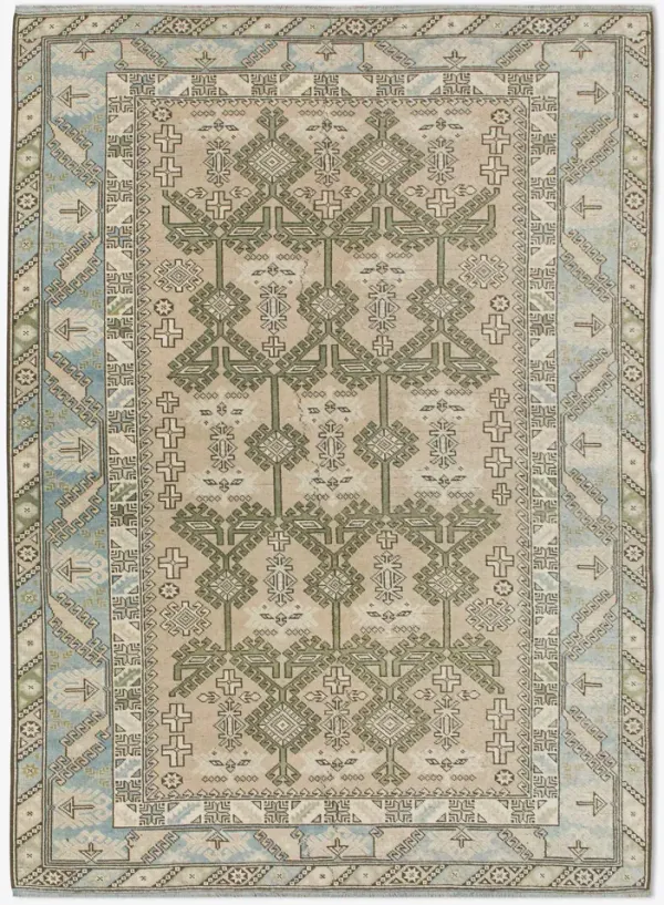 Vintage Turkish Hand-Knotted Wool Rug No. 439 6'4" x 9'1"