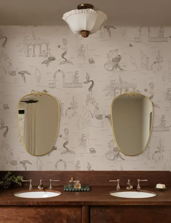 Mermaid Toile Wallpaper by Sarah Sherman Samuel