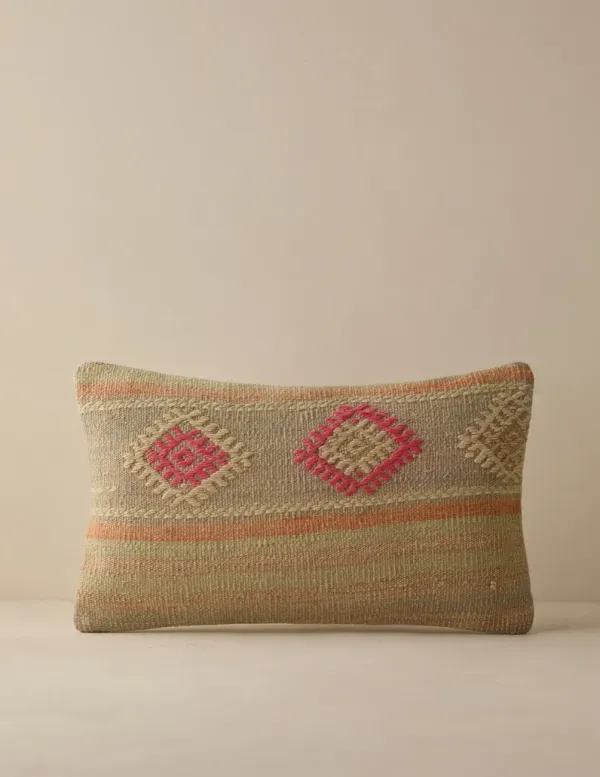 Vintage Lumbar Pillow No. 281, 12" x 20"