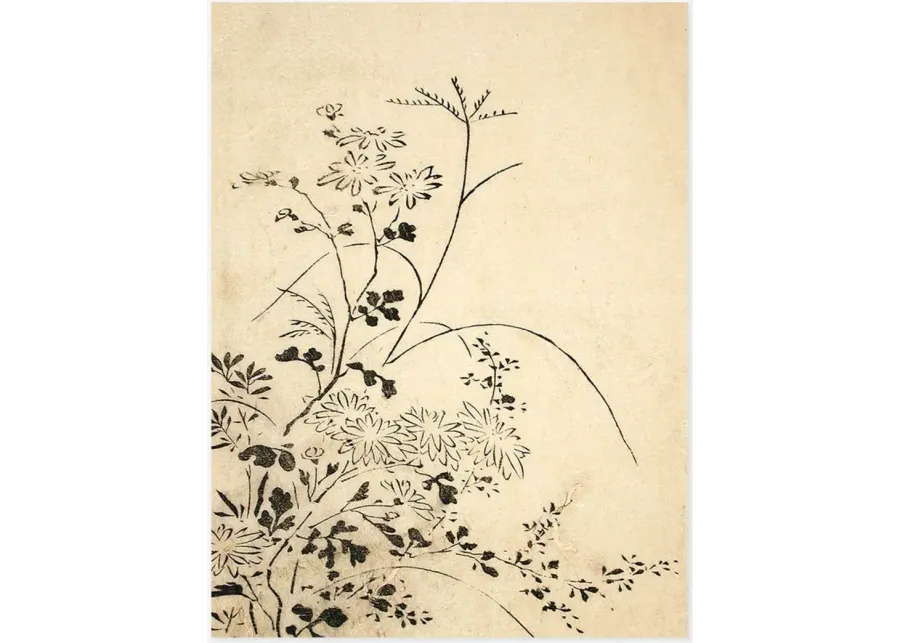 Autumn Flowers and Grasses Print by Miyazaki Yūzen