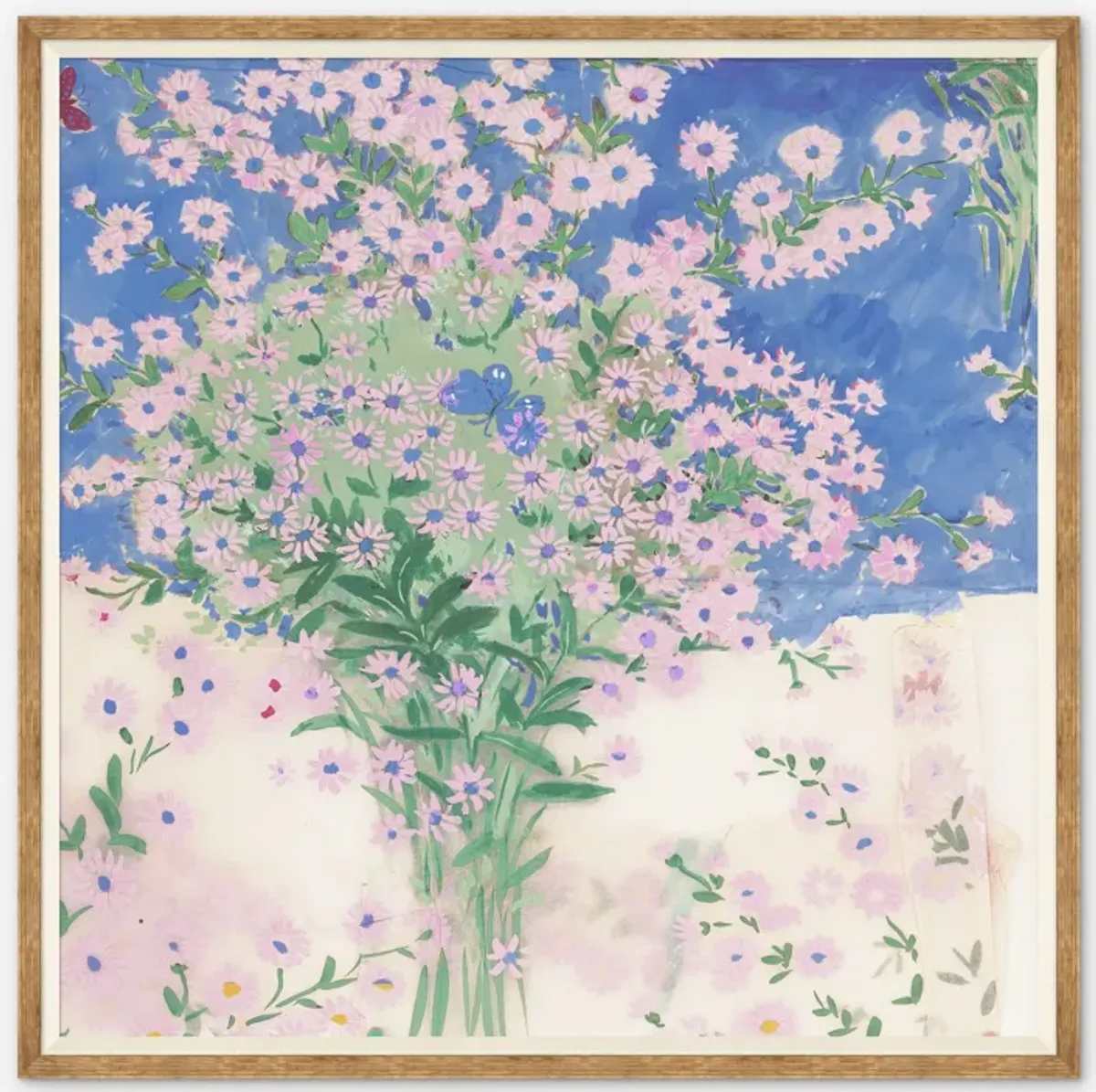 Papillons Et Margeurites Diptych Print by Paule Marrot