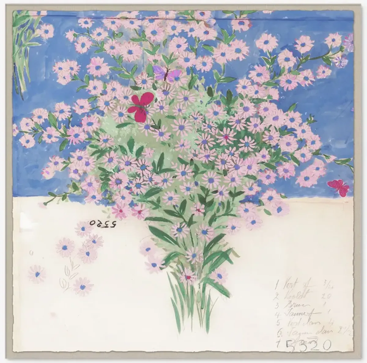 Papillons Et Margeurites Diptych Print by Paule Marrot