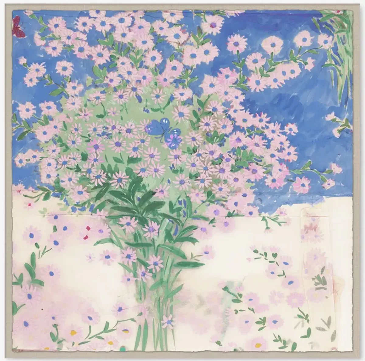 Papillons Et Margeurites Diptych Print by Paule Marrot