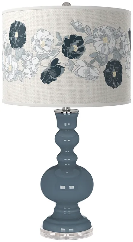 Color Plus Apothecary 30" High Rose Bouquet and Smoky Blue Table Lamp