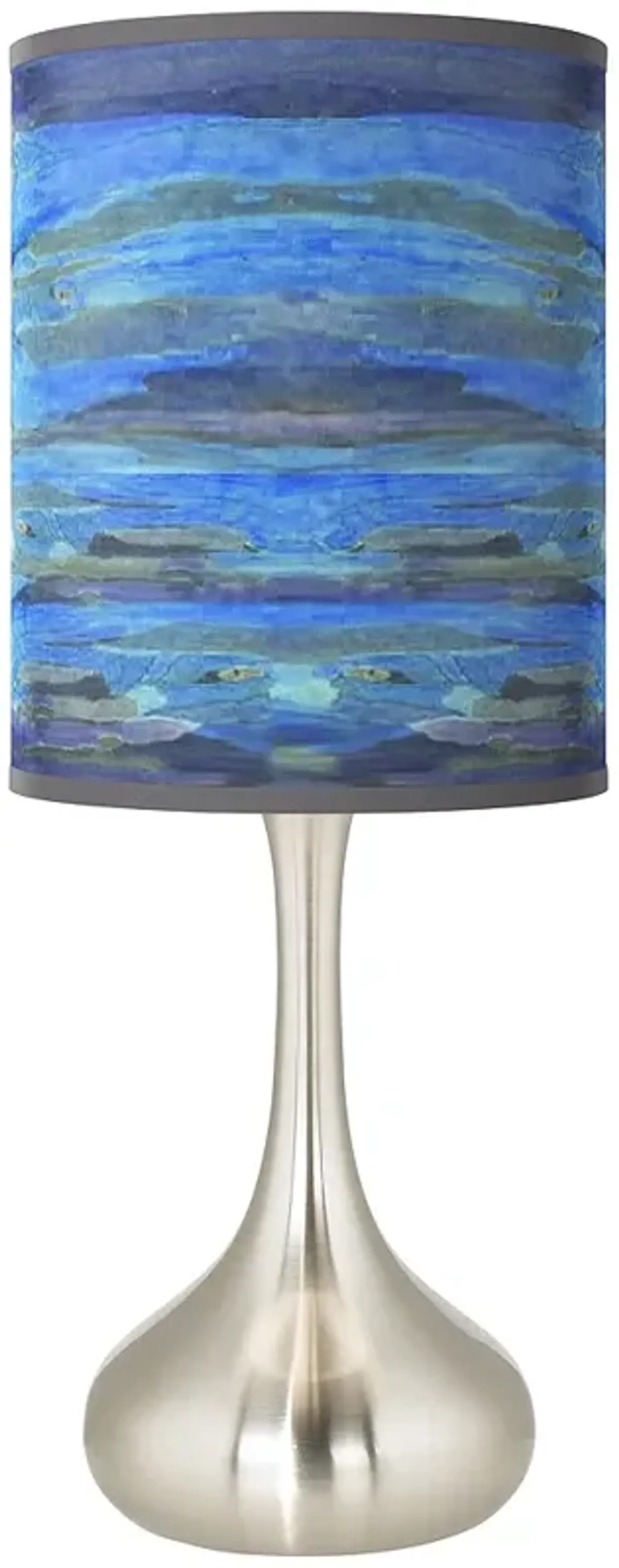 Droplet Modern Table Lamp with Oceanside Pattern Giclee Shade