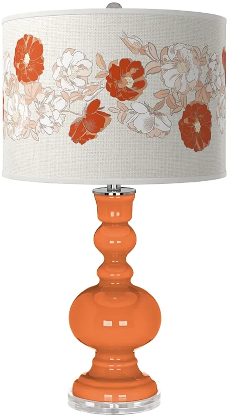 Color Plus Apothecary 30" High Rose Bouquet and Orange Table Lamp